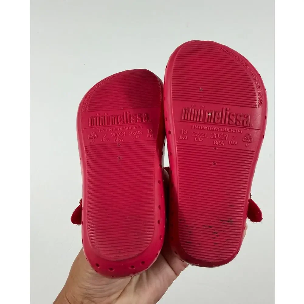 Mini Melissa Cherry Mary Jane Jelly Flats Pink Size 7 toddler girls